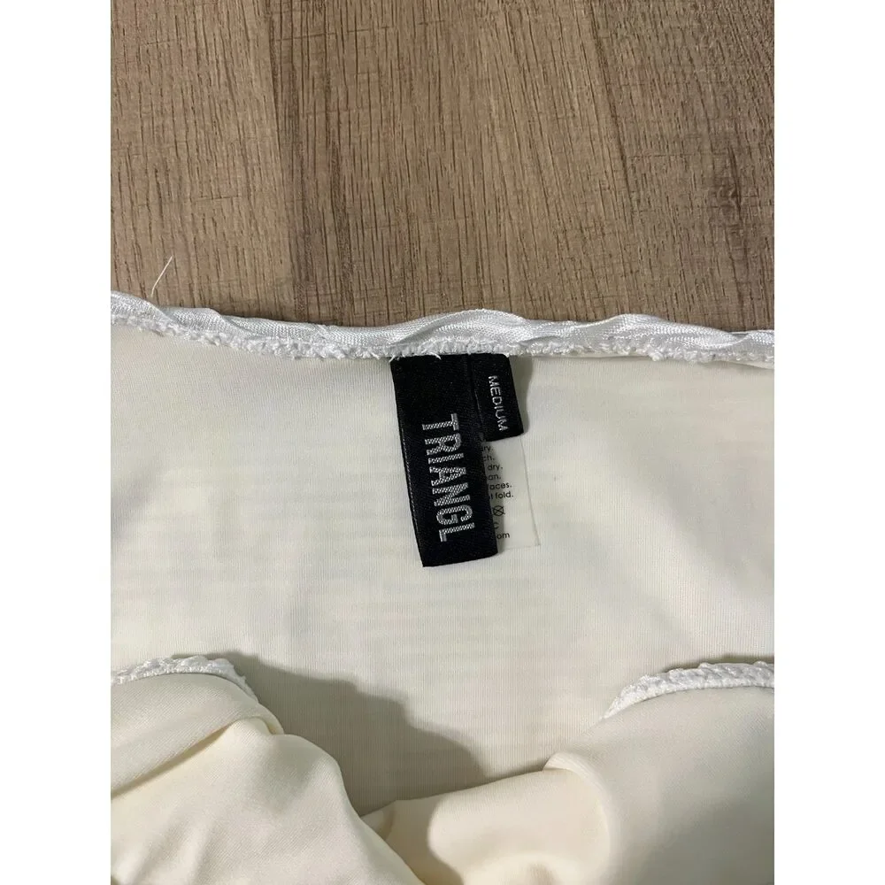 Triangl White Textured Bikini Bottom size Medium Cheeky Crinkle Ribbed Fabric